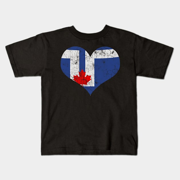 Toronto Flag Heart Canada Canadian Vintage Fade Kids T-Shirt by E